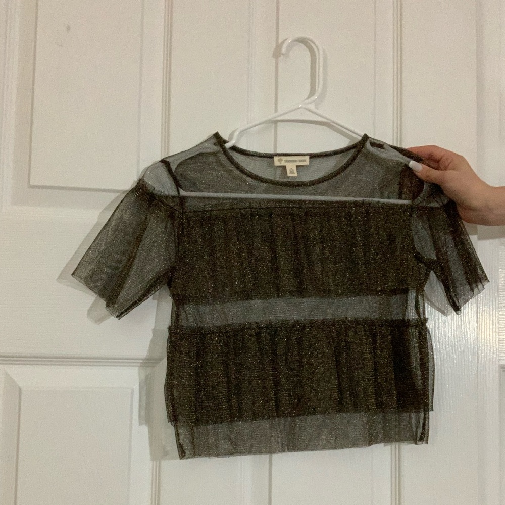 See-through glittery gold party shirt